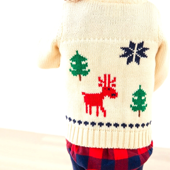 2/40 Hanna Andersson holiday Dear Deer Sweater Jacket In Cotton & Merino - Picture 3 of 16
